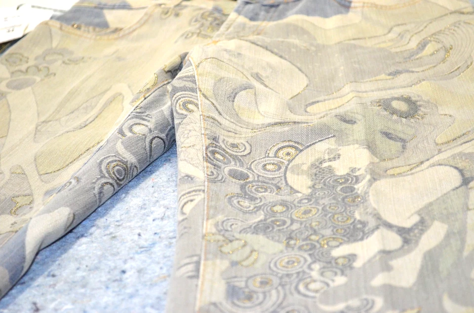 INSANE Just Cavalli "Forest Nymph" Printed Jeans Green/Beige Floral Size 34 - Image 3 of 4