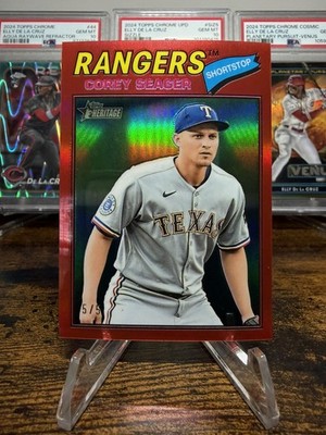 2026 Topps Heritage Corey Seager 5/5 Red Refractor Book End 🔥 👀 