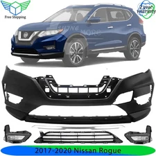 Front Bumper Cover Fascia & Fog Light Assembly For 2017-2020 Nissan Rogue