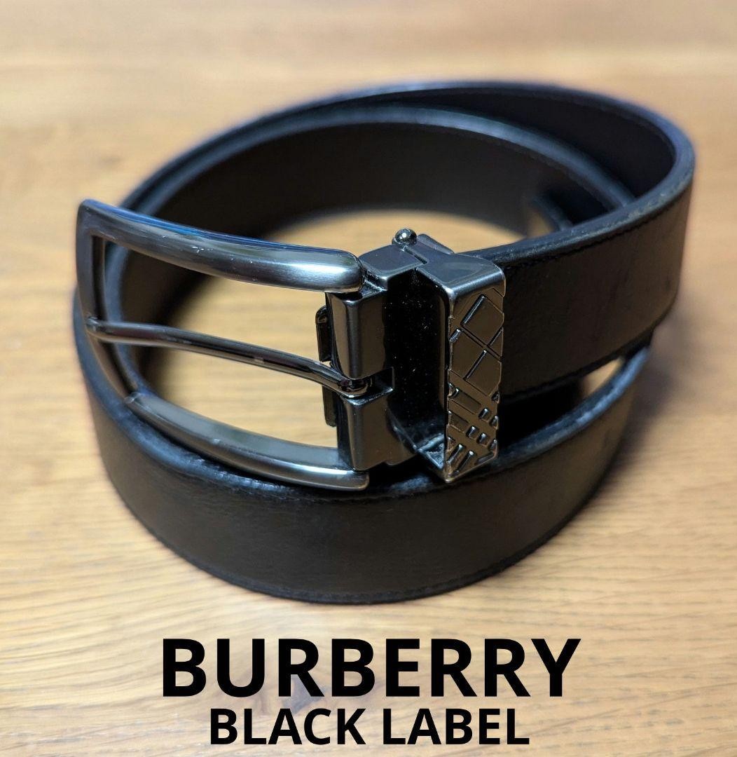 Burberry Black Label Men's Leather Belt Nova Check Buckle Burberry Black Label Men's Leather Belt Nova Check Buckle