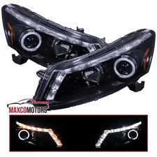 Smoke Projector Headlights Fits 2008-2012 Honda Accord 4Dr Sedan LED Halo Lamps