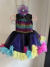 Black And Rainbow Tutu Dance Costume With Hair Piece Size 4T