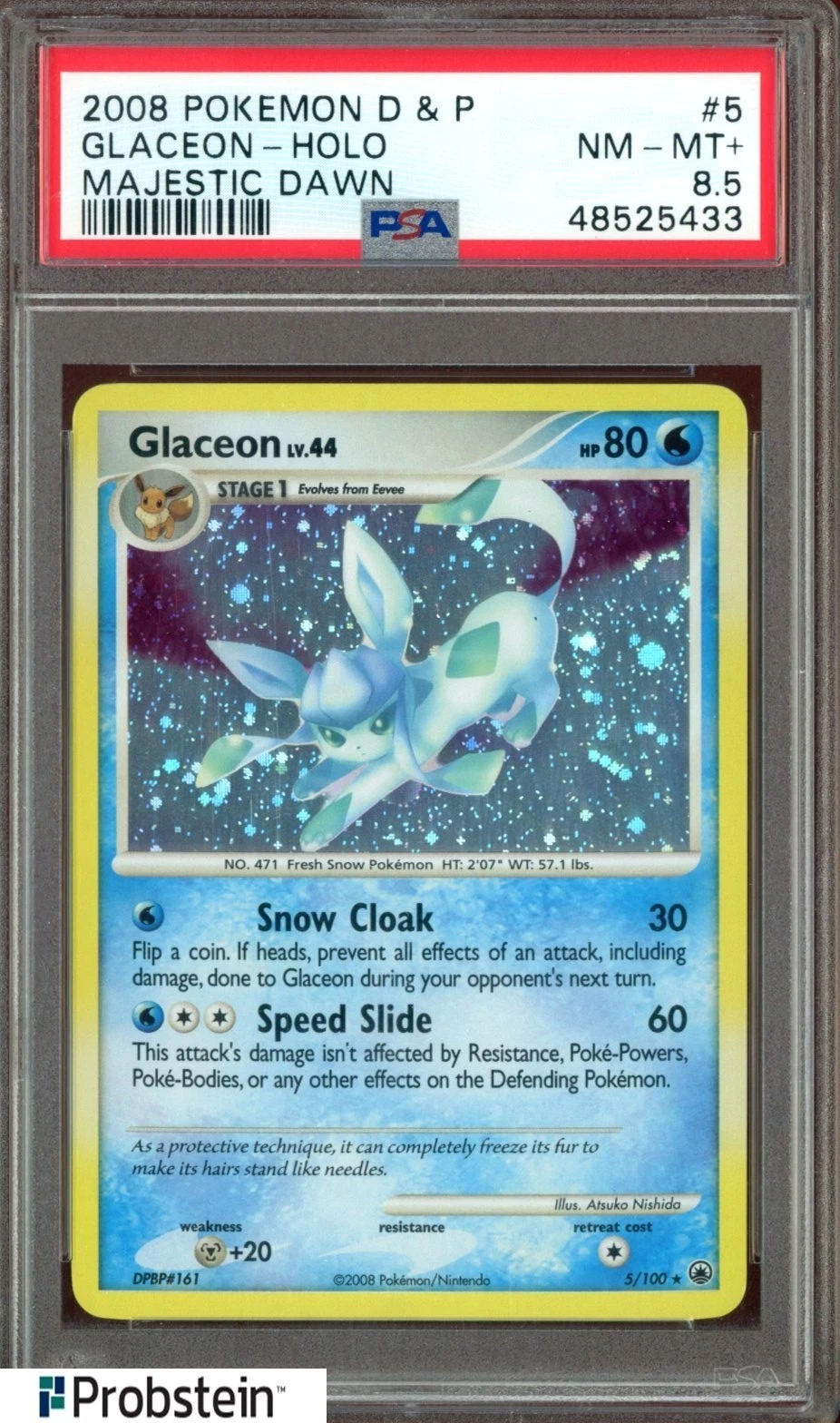 2008 Pokemon D & P Majestic Dawn #5 Glaceon Holo PSA 8.5 NM-MT+