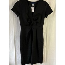 J. Crew NWT Black Short Sleeve V-Neck 100%  Wool Dress Size 2