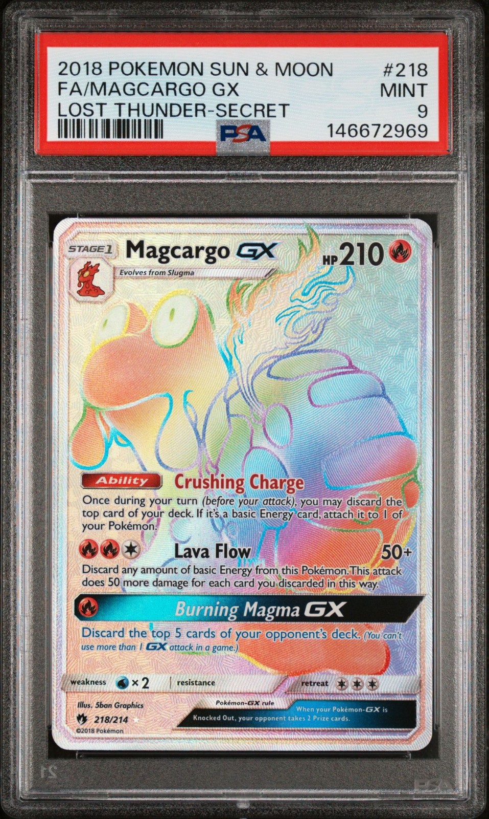 Pokemon Card PSA 9 Magcargo GX 218/214 Lost Thunder