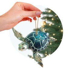 Christmas Ornaments - Home Decor - Unique Nautical Blue Sea Turtle