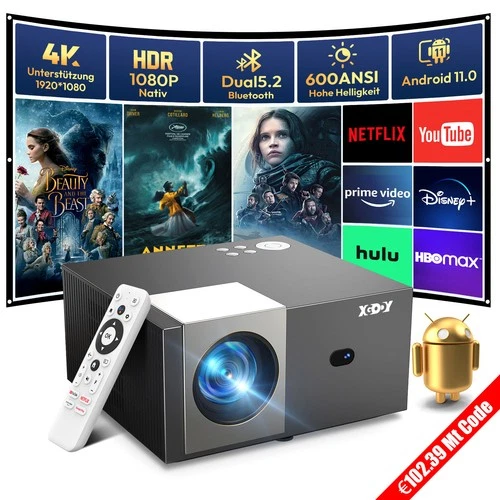 XGODY 4K Beamer 22000Lumens Projektor LED FHD 1080P WIFI Spiel Heimkino HDMI