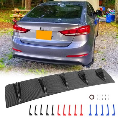 For Hyundai Elantra CARBON Rear Bumper Diffuser Lip Spoiler Splitter Shark Fins