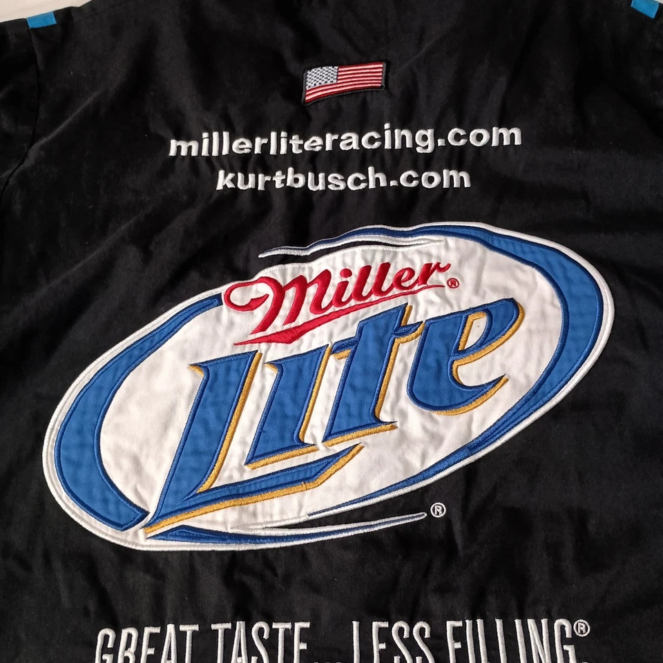 Kurt Busch 2004 球衣衬衫 NASCAR Miller Light 道奇赛车缝制尺寸 2XL  — 第 4/4 张图片