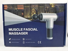 Muscle Fascial Massager, 6 Level Vibration Adjustment, Blue, 4 Massager Heads