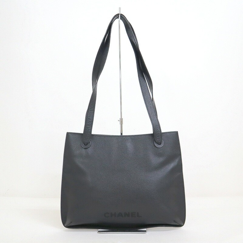 Chanel Black Caviar Leather Tote Bag with Gold Hardware