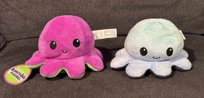 TeeTurtle Reversible Octopus Plush Happy/Mad Day/Night Pink/Green 1 NWT Lot x2
