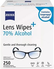 ZEISS Pre-Moistened Lens Cleaning Wipes with 70 Alcohol, 250 Count