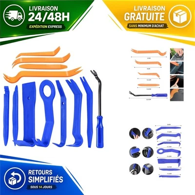 Kit démontage garniture voiture 12 pièces leviers extracteur clips - Photo 1/4