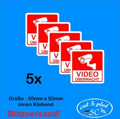 Video Überwachung Aufkleber Kamera Warn- Videoüberwachung 50 x 50mm SC205 innenk