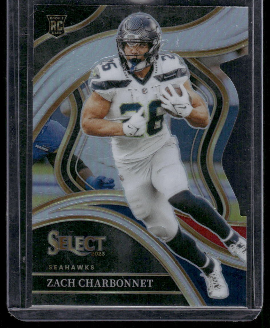 2023 Panini Select #202 Zach Charbonnet Black and Red Prizms Die Cuts