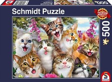 NEW  SEALED Schmidt 58391 Cat Selfie 500 Pc Jigsaw Puzzle USA SELLER