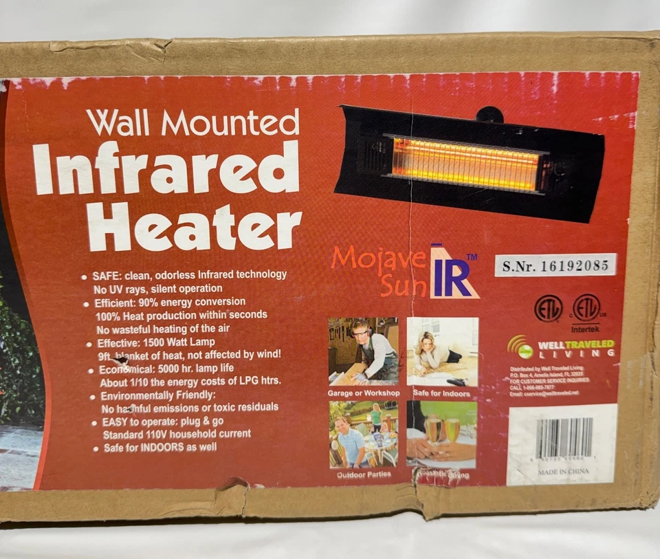 Calentador infrarrojo montado en la pared Fire Sense Mojave Sun 1500 vatios modelo 60460 Foto 3 de 4