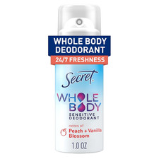 Secret Whole Body Deodorant Spray for Women, Travel Size, Peach  Vanilla Blosso