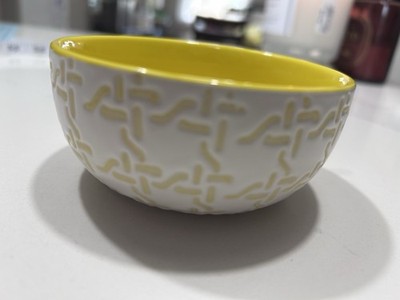 Threshold Abstract Stoneware Bowl Yellow/White 5 in Dishwasher & Microwave Safe