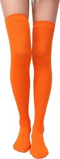 Thigh High Socks Extra Long Stretchy Sock Women Over Knee One Size, Orange