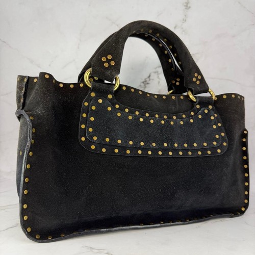 CELINE Boogie Bag Studs Suede Handbag Rare Women Used Authentic