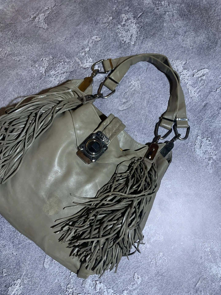 Подлинная кожаная наплечная сумка Celine Dimitri с бахромой - Изображение 3 из 4