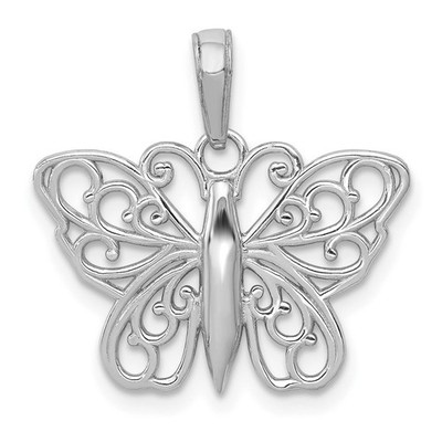 Filigraner Schmetterling Anhänger 14 Karat Weißgold
