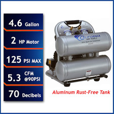 California Air Tools 4.6 Gal 125 PSI Twin Stack Electric Air Compressor Quiet