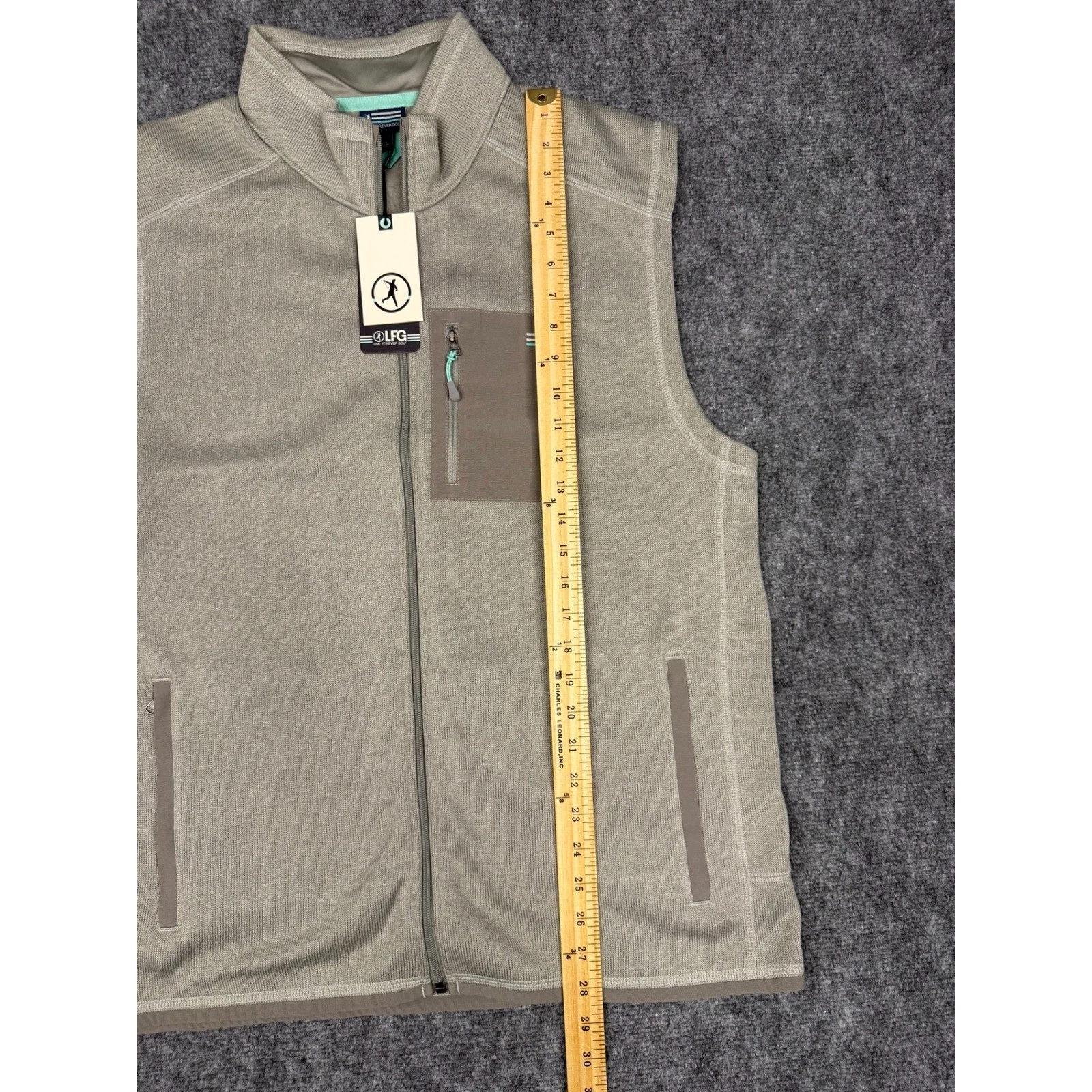 Live Forever Golf Mens 2XL Full Zip Fleece Vest Tan Khaki Mint Green LFG NWT image 4