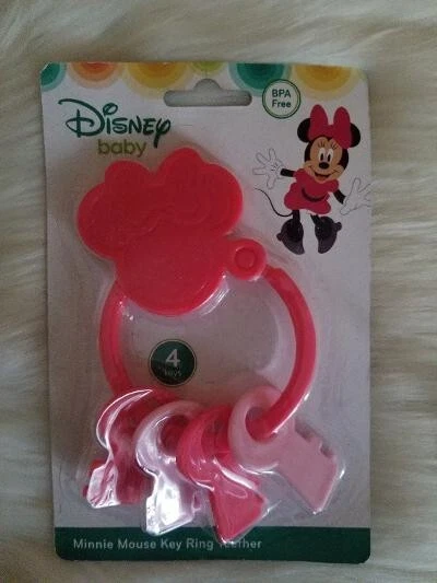 LLAVERO MORDEDOR DISNEY BABY MINNIE MOUSE ROSA NUEVO EN PAQUETE Foto 4 de 4