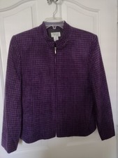 Women's Style & Co. (macy's) Vtg Jacket 16p Purple/black Tweed
