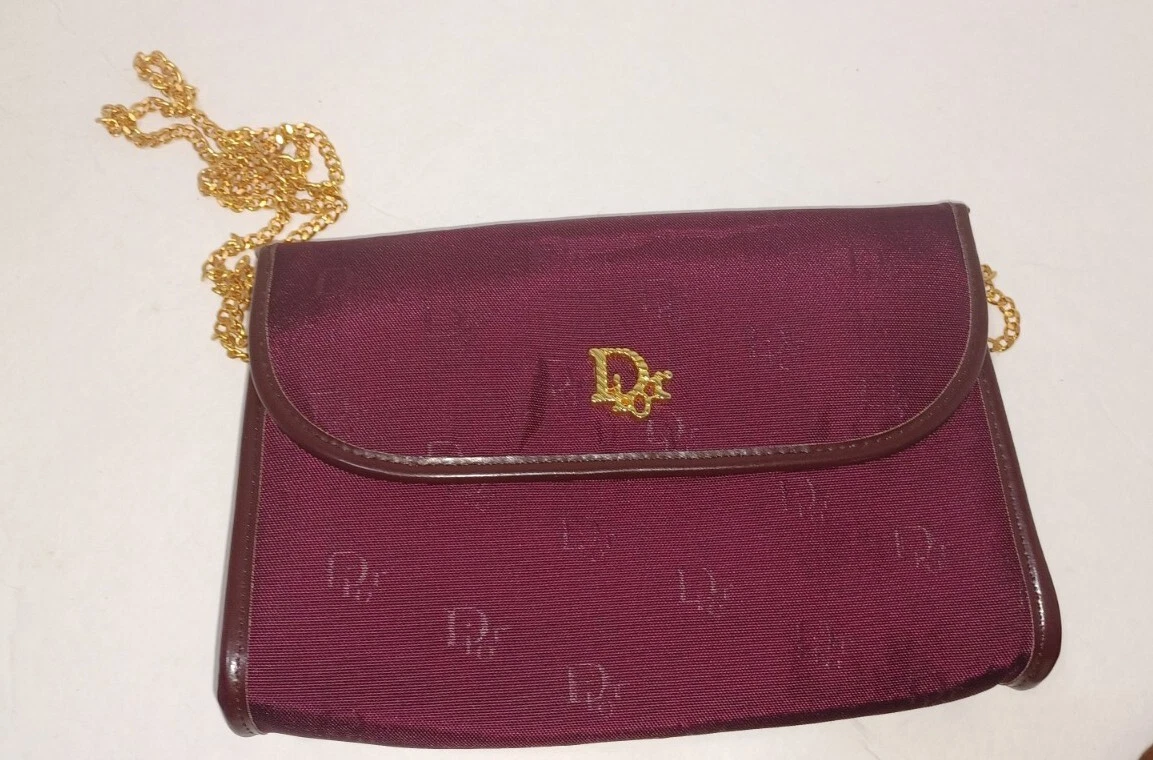 CHRISTIAN DIOR vintage logo oblique monogramme sac bandoulière pochette bourgogne D'OCCASION