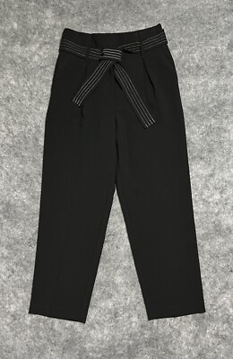 TOPSHOP Dress Pants Women s 6 Paper Bag Super High Waist Black Career Tapered