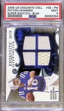 2008 UD Exquisite Coll #SS-PM Peyton  Manning Super Swatch-Blue /20 Colts PSA 9
