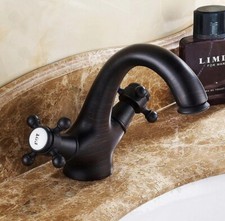 Black Oil Rubbed Brass Double Handle Bathroom Sink Faucet Mixer Tap 2sf008