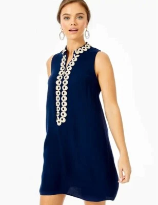 Lilly Pulitzer Jane Stretch Shift Dress, True Navy Blue, Size -4, (RRP $178) - Image 1 of 4