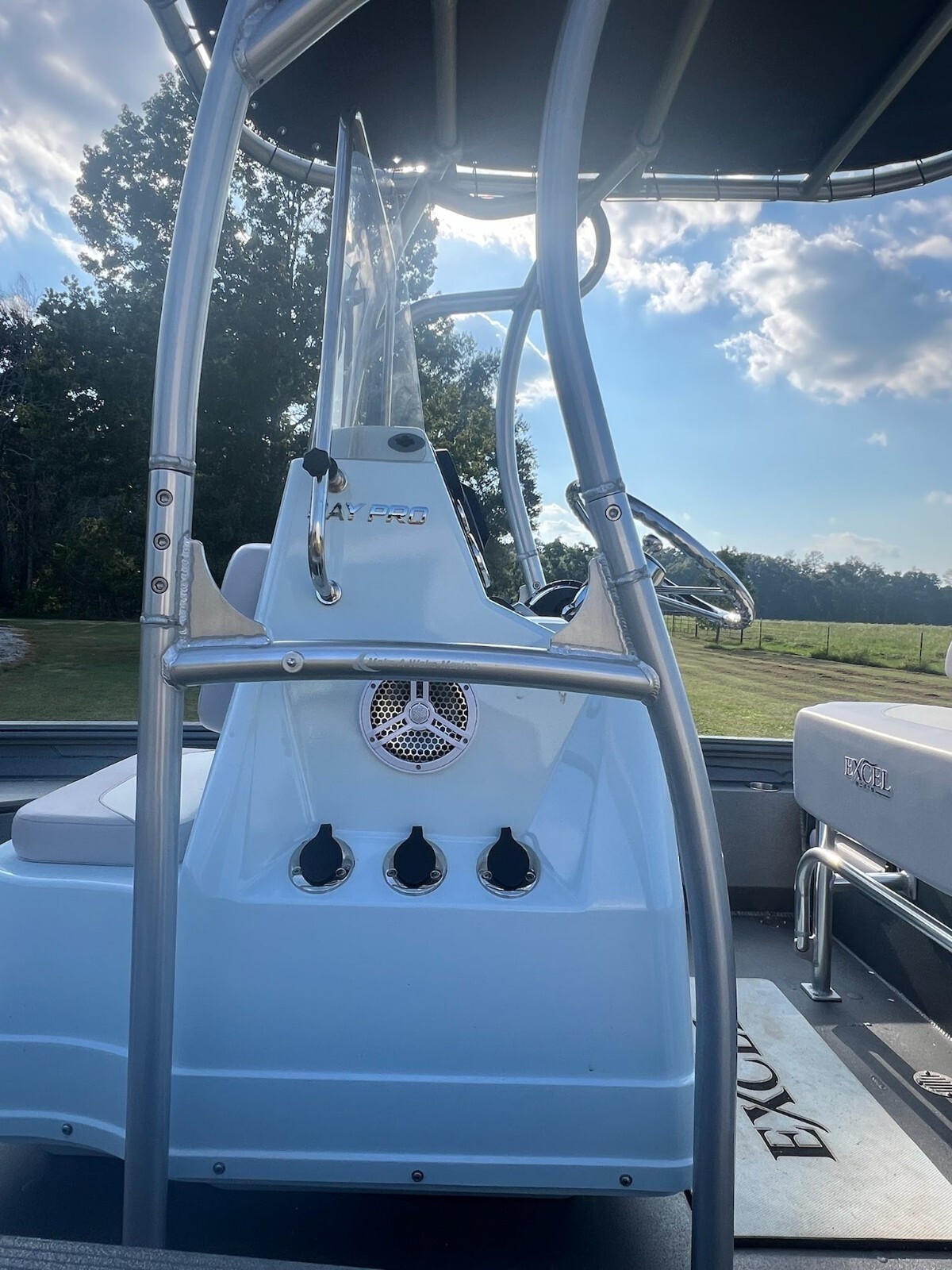 Folding Boat T-Top Anodized Aluminum Navy Canopy & 5 Rod Holder Included