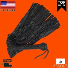 Black Leather Flogger 100 Thick Tails Heavy & Thuddy Impact Horse Whip