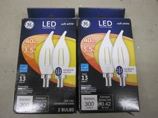 4x GE Decorative Candelabra Light Bulbs, 40 W Equivalent/3.5W LED Soft White NEW