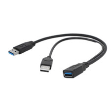 USB 3.0 Female to 2 USB Male Extra Power Data Y Splitter Extension Cable