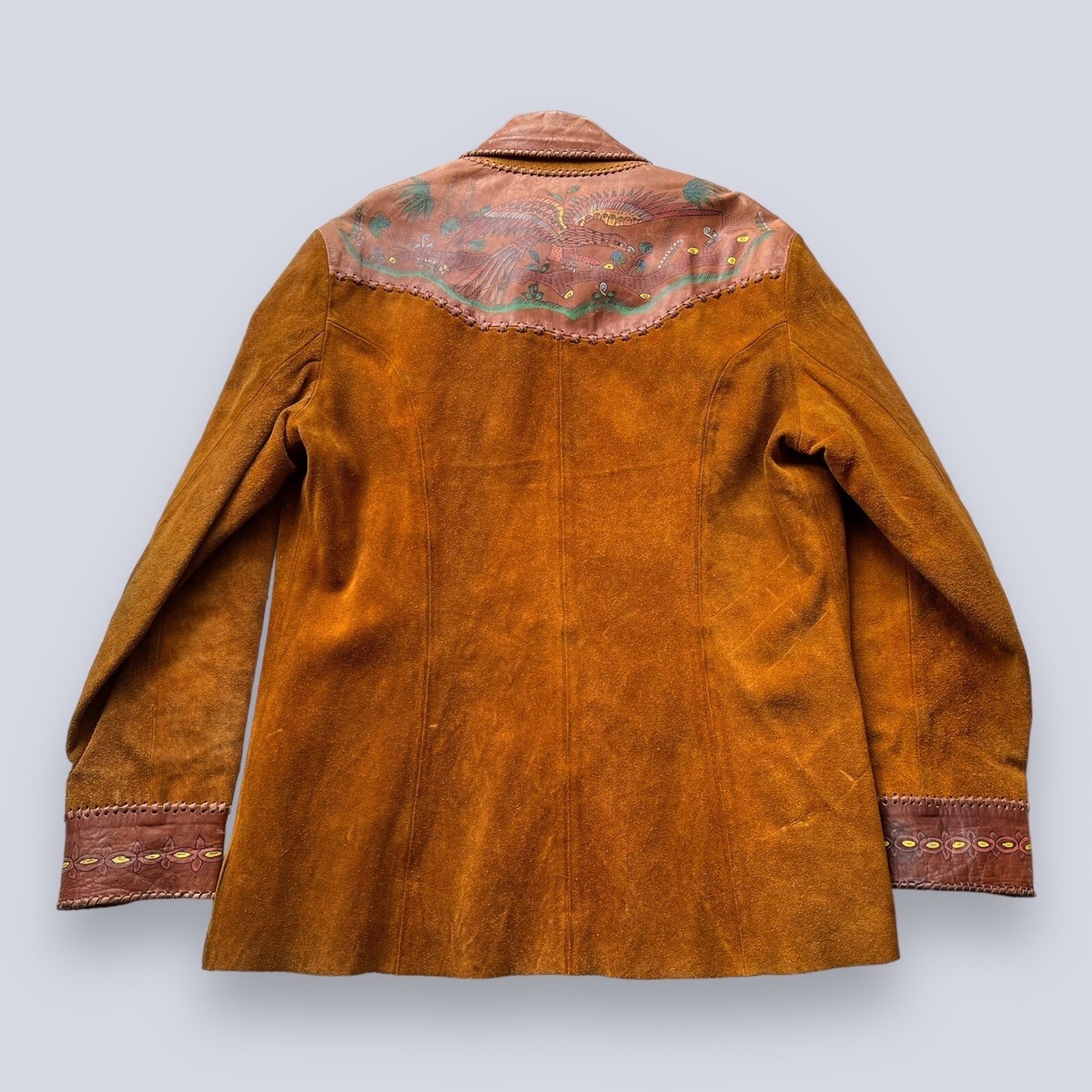 Vintage Char Leather Jacket 1960s 1970s Hippie Handcrafted Vintage Char Leather Jacket 1960s 1970s Hippie Handcrafted