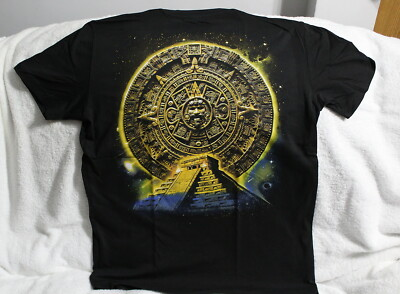 #ad AZTEC CALENDAR SUN STONE MAYAN MEXICO PYRAMID T SHIRT $11.27