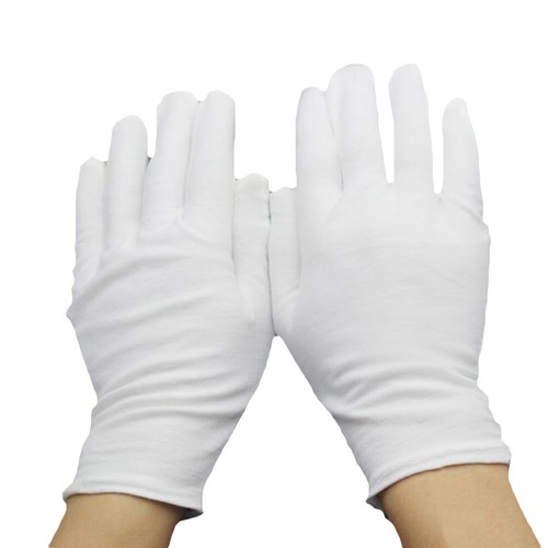 White Cotton Work Gloves Soft Stretch Coin Jewelry Silver Inspection Handling✧ - Picture 11 of 13