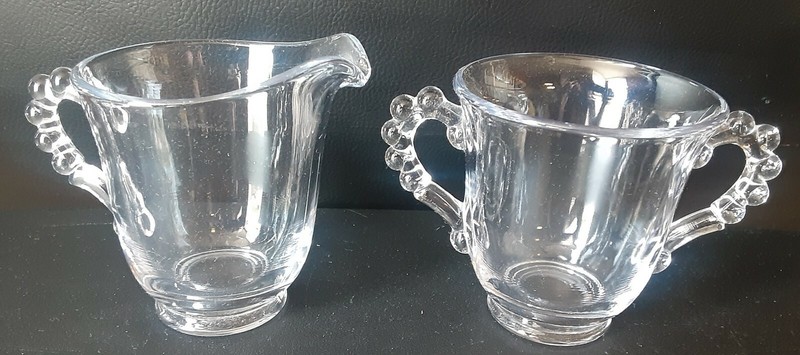 Creamer And Sugar Set Vintage Clear Glass or Maybe Fostoria