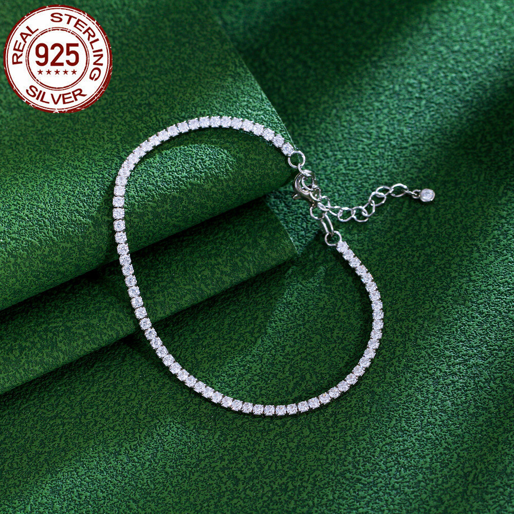 3mm CZ Round Tennis Bracelet 925 Sterling Silver Cubic Zirconia for Women Party eBay