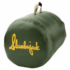 Slumberjack 35F Fall River Multi-Layer Sleeping Bag, Green/Beige/Yellow 35"x80".