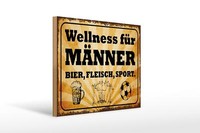 Holzschild Spruch 40X30 Cm Wellness MäNner Bier Fleisch Deko Schild