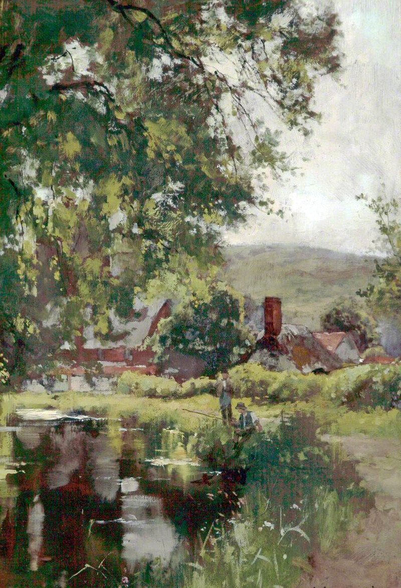 Oil painting impression by pond art Fishing-Henry-John-Yeend-King-Oil- Painting | eBay