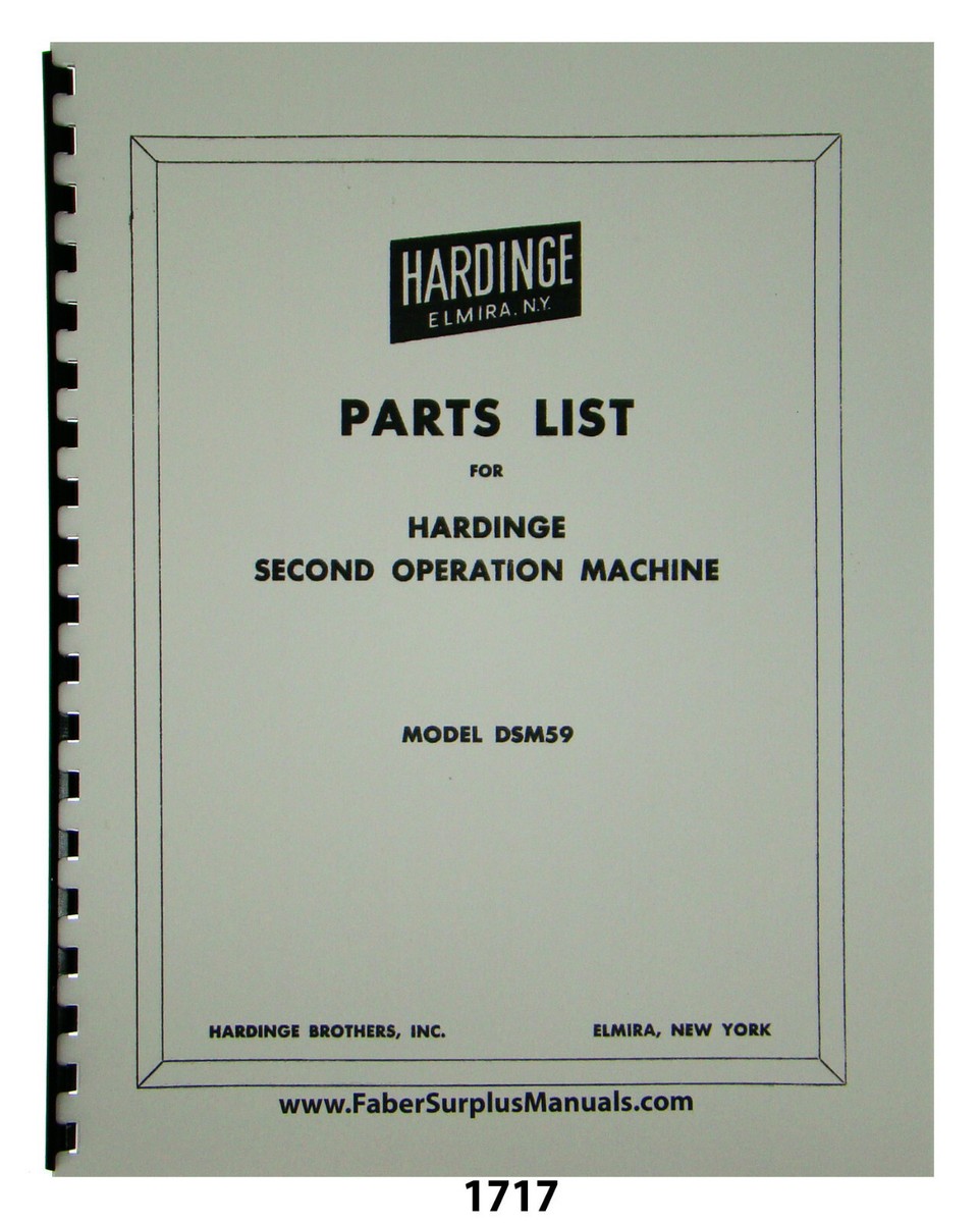 Buy Hardinge DSM59 Second Operation Machine & DV59 Lathe Parts